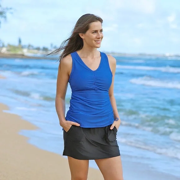 Uv Skinz Swim Uv Skinz Womens Ruched Tank Top And Skirt Upf